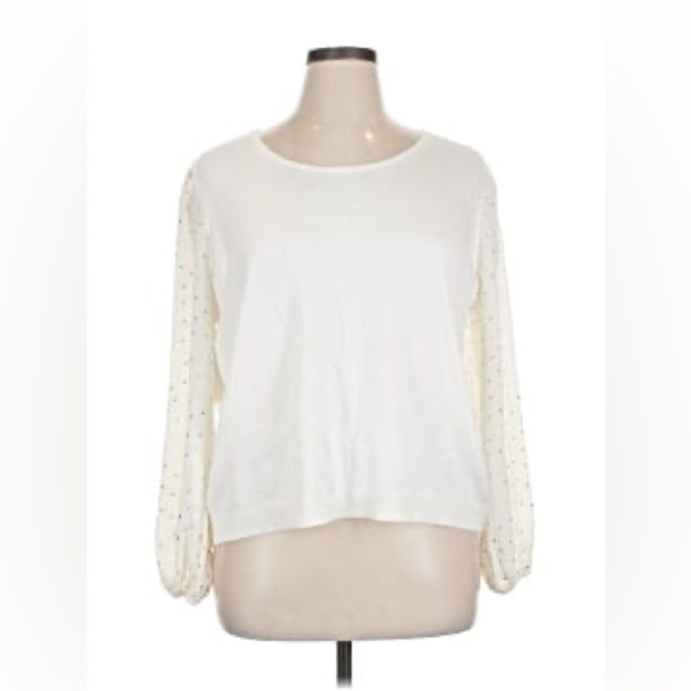 Madison White Blouse with Sheer Sleeves